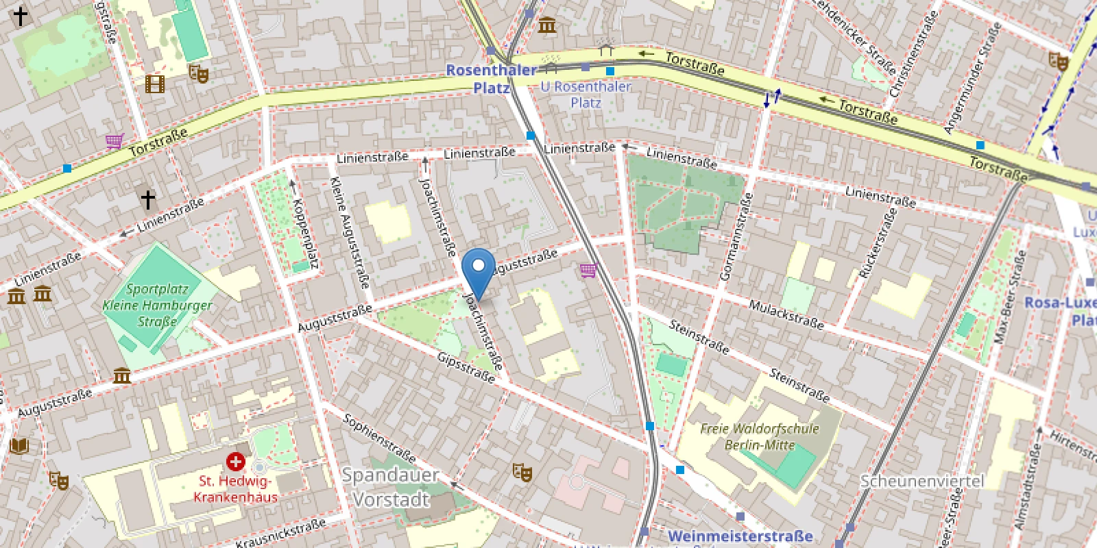 Kartenausschnitt zur Lage der Ferienwohnung J8 in Berlin